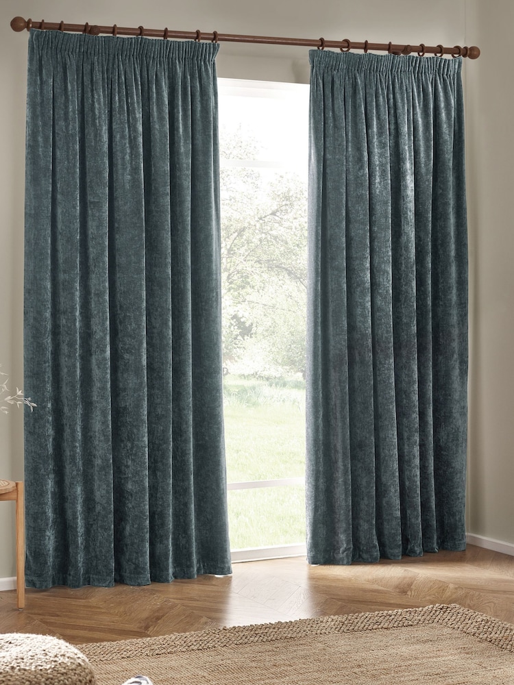 Yard Heavy Chenille Velvet Room Darkening Pencil Pleat Curtains - Изображение 2 из 5 Yard Heavy Chenille Velvet Room Darkening Pencil Pleat Curtains - Изображение 2 из 5