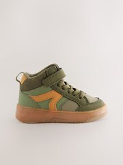 Green Khaki Touch Fastening Elastic Lace Hi Top Trainers - Image 2 of 5