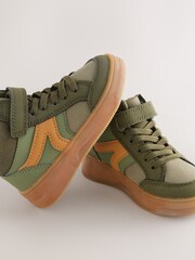 Green Khaki Touch Fastening Elastic Lace Hi Top Trainers - Image 3 of 5