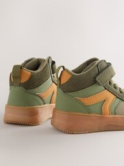 Green Khaki Touch Fastening Elastic Lace Hi Top Trainers - Image 4 of 5