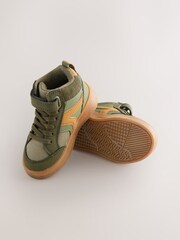 Green Khaki Touch Fastening Elastic Lace Hi Top Trainers - Image 5 of 5