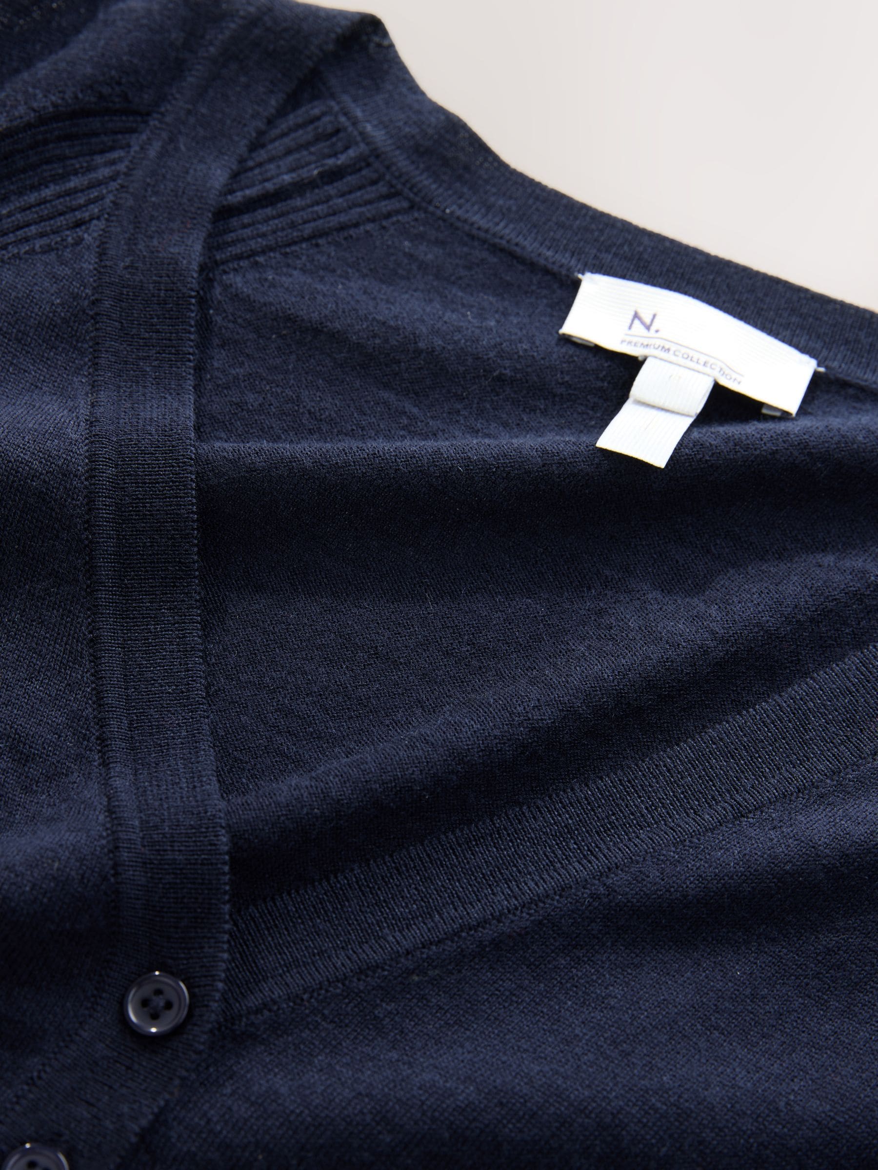 Buy Navy Blue 100% Merino Wool N. Premium V-Neck Button Cardigan