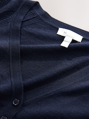 Navy Blue 100% Merino Wool N.Premium V-Neck Button Cardigan - Image 6 of 7