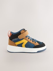 Navy/Tan Colourblock - Visoki športni copati z elastično čipko in zapenjanjem z ježkom - Slika 2 iz 6