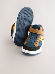 Navy/Tan Colourblock - Visoki športni copati z elastično čipko in zapenjanjem z ježkom - Slika 3 iz 6