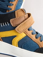 Navy/Tan Colourblock - Visoki športni copati z elastično čipko in zapenjanjem z ježkom - Slika 6 iz 6