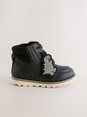 Black Dinosaur Lace-Up Boots - Image 2 of 6