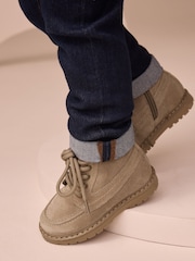 Neutral Suede Lace-Up Boots - Image 1 of 7