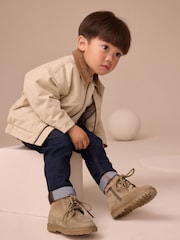Neutral Suede Lace-Up Boots - Image 2 of 7