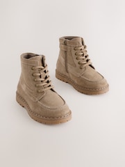 Neutral Suede Lace-Up Boots - Image 3 of 7