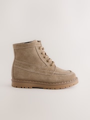 Neutral Suede Lace-Up Boots - Image 4 of 7