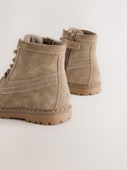 Neutral Suede Lace-Up Boots - Image 6 of 7