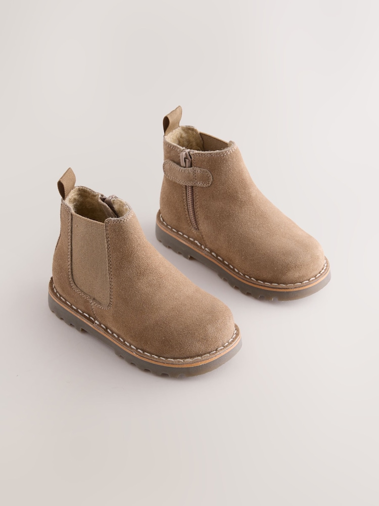Neutral Brown Standard Fit (F) Suede Chelsea Boots - Image 1 of 6