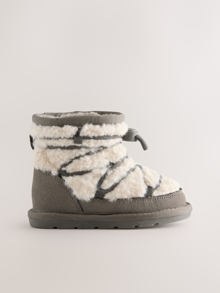 Grey Warm Lined Suede Boots - Image 2 of 5 Grey Warm Lined Suede Boots - Image 2 of 5