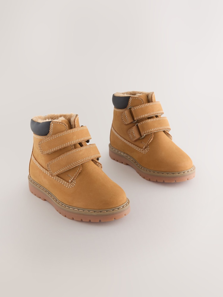 Tan Brown Wide Fit (G) Leather Thermal Thinsulate™ Lined Touch Fastening Work Boots - Image 1 of 5 Tan Brown Wide Fit (G) Leather Thermal Thinsulate™ Lined Touch Fastening Work Boots - Image 1 of 5