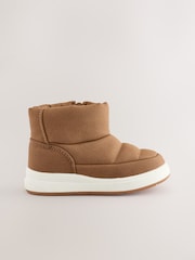 Tan Brown Warm Lined Quilted Pull On Boots - Image 2 of 5