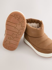 Tan Brown Warm Lined Quilted Pull On Boots - Image 3 of 5