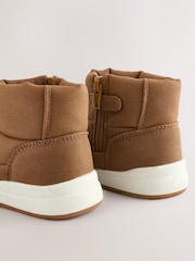 Tan Brown Warm Lined Quilted Pull On Boots - Image 4 of 5