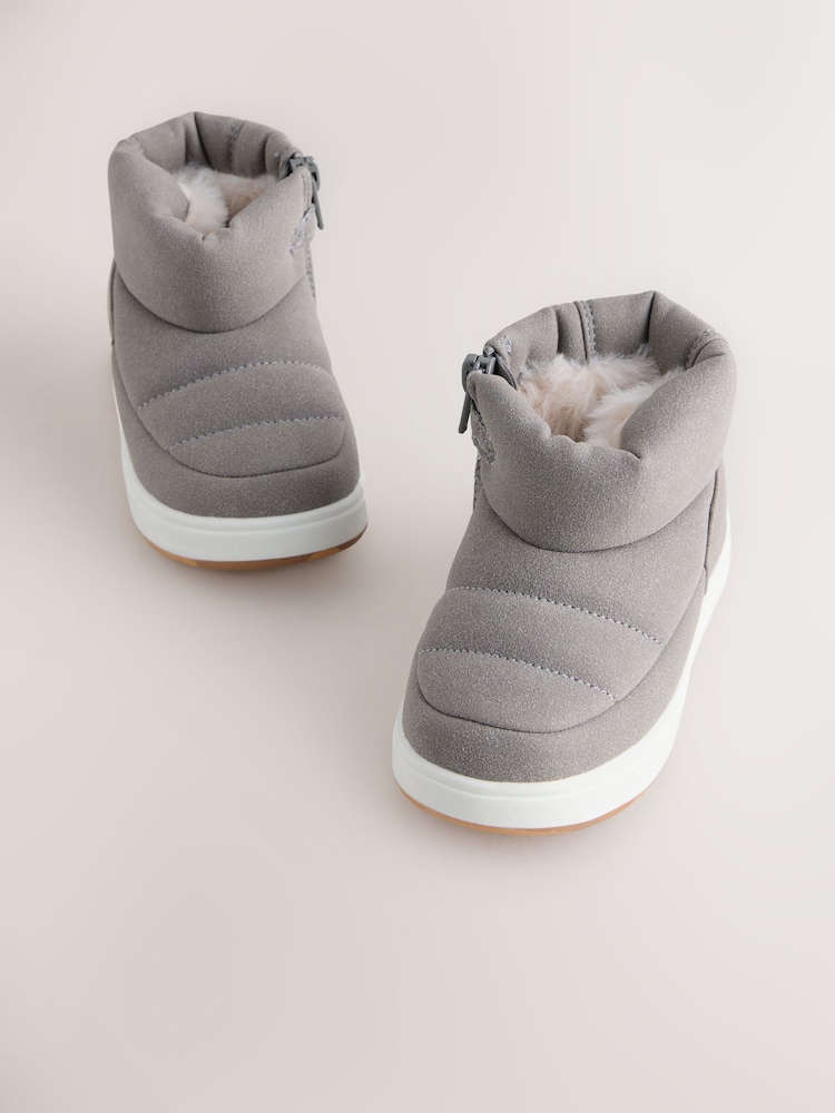Grey Quilted Pull On Boots - Image 1 of 5