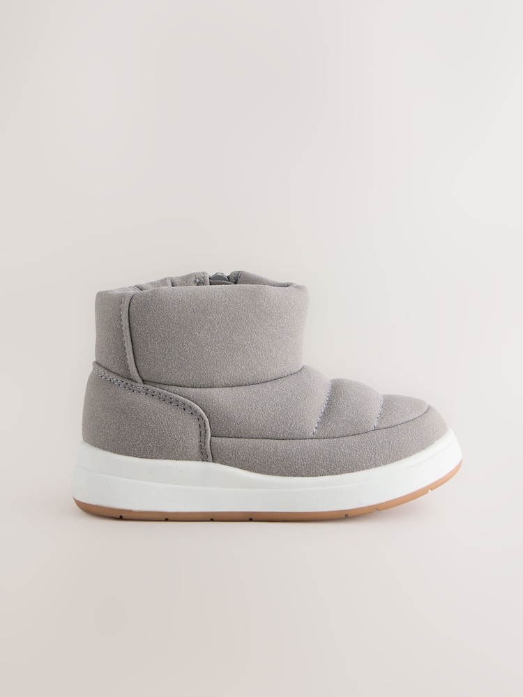 Grey Quilted Pull On Boots - Image 2 of 5