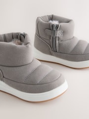 Grey Quilted Pull On Boots - Image 4 of 5