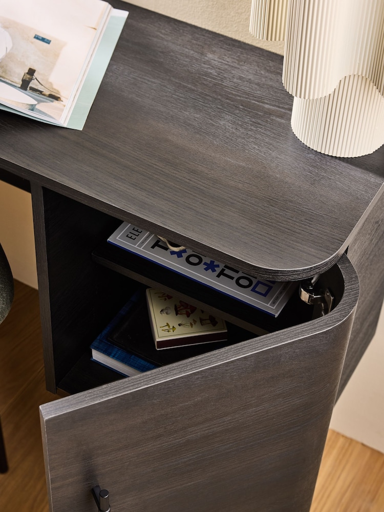 MADE.COM Dark Oak Effect Zeke Storage Desk - Image 2 of 4