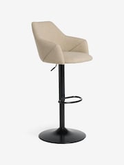 MADE.COM Ecru Marl and Oak Legs Lule Adjustable Height Bar Stool in Velvet - Image 4 of 7