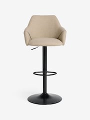 MADE.COM Ecru Marl and Oak Legs Lule Adjustable Height Bar Stool in Velvet - Image 5 of 7