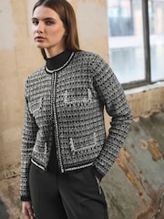 Star by Julien MacDonald Black Boucle Look Knitted Cardigan - Image 5 of 6