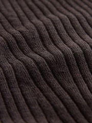 Chocolate Brown 100% Merino Wool Ribbed Henley Jumper - Image 3 of 3