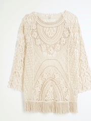 River Island Cream Crochet 100% Cotton Tunic Dress - Image 5 of 6