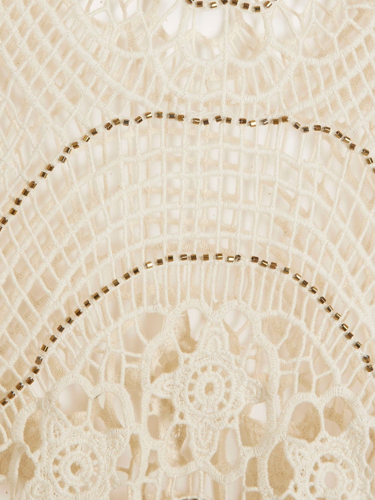 River Island Cream Crochet 100% Cotton Tunic Dress - Image 6 of 6