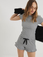 River Island Black/White 2 Piece Gingham Pyjama Set - Image 1 of 9