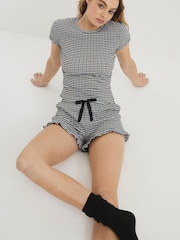 River Island Black/White 2 Piece Gingham Pyjama Set - Image 6 of 9