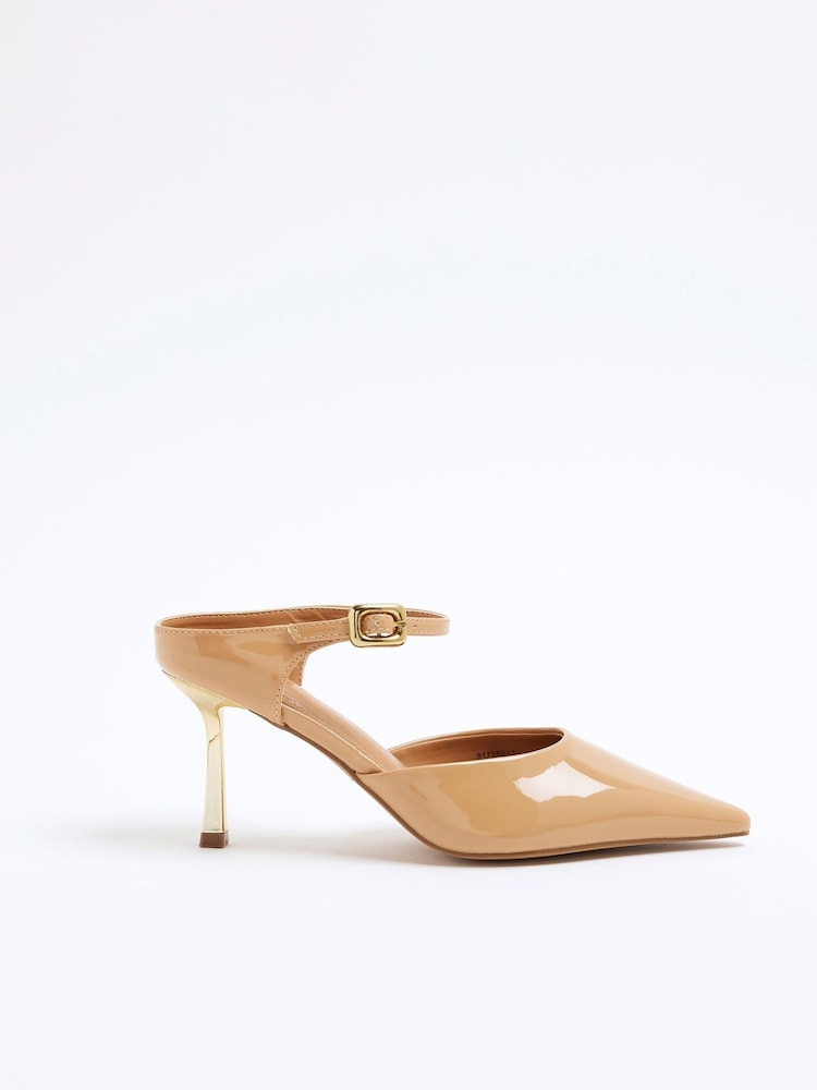River Island Brown Pointed Ankle Strap Court Shoes - Image 2 of 6