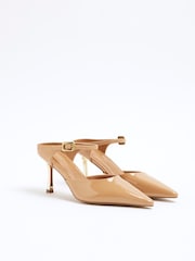 River Island Brown Pointed Ankle Strap Court Shoes - Image 3 of 6