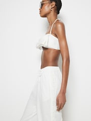 River Island White Lace Insert 100% Cotton Trousers - Image 3 of 6