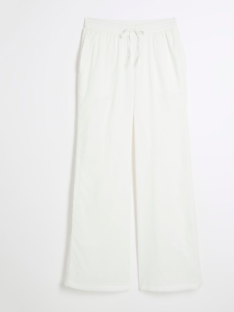 River Island White Lace Insert 100% Cotton Trousers - Image 5 of 6