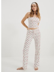 River Island Cream Cherry Print Pyjama Set - Image 2 of 6