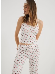 River Island Cream Cherry Print Pyjama Set - Image 3 of 6
