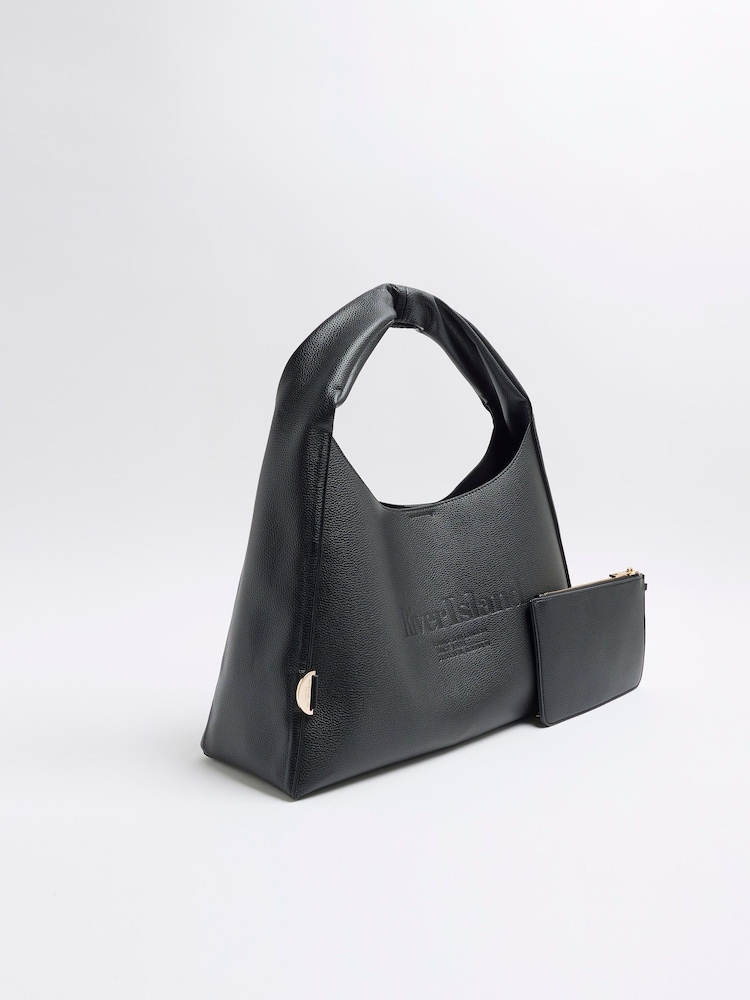 River Island Black Debossed Logo Slouch Bag - Image 3 of 5