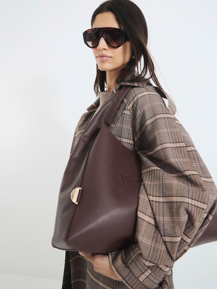 River Island Brown Debossed Logo Slouch Bag - Image 2 of 6