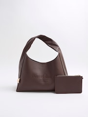 River Island Brown Debossed Logo Slouch Bag - Image 3 of 6