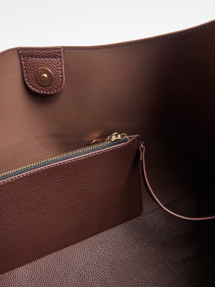 River Island Brown Debossed Logo Slouch Bag - Image 6 of 6