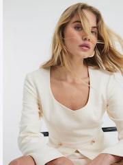 River Island Cream Peplum Long Sleeve Playsuit - Image 3 of 6