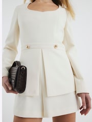 River Island Cream Peplum Long Sleeve Playsuit - Image 4 of 6