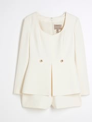 River Island Cream Peplum Long Sleeve Playsuit - Image 5 of 6