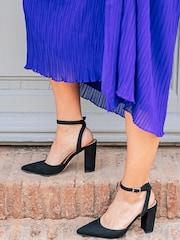 Novo širok kroj Ivie Block čevlji z visoko peto Point Toe Ankle Strap salonar - Slika 1 iz 5