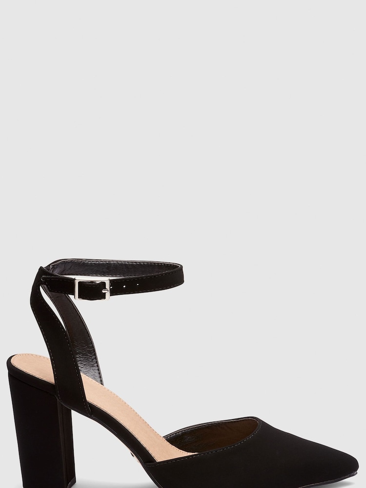 Novo širok kroj Ivie Block čevlji z visoko peto Point Toe Ankle Strap salonar - Slika 2 iz 5