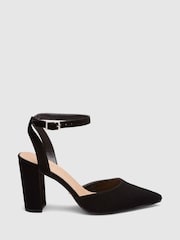 Novo širok kroj Ivie Block čevlji z visoko peto Point Toe Ankle Strap salonar - Slika 3 iz 5